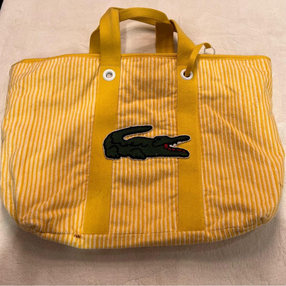 LACOSTE Terry Cloth Striped Bag
